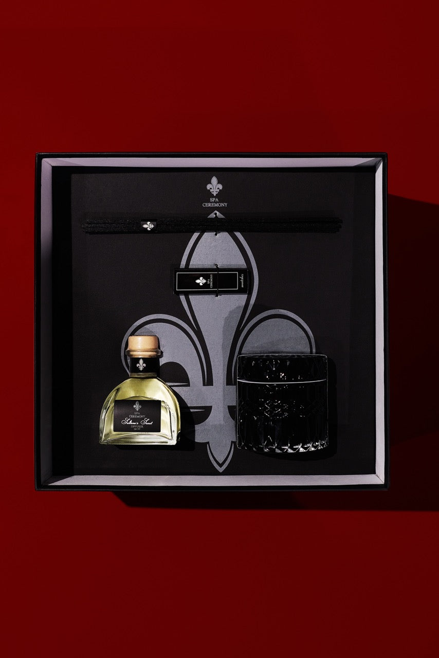 “Sultana's Secret” perfumed set: 250g candle and 150ml aroma diffuser