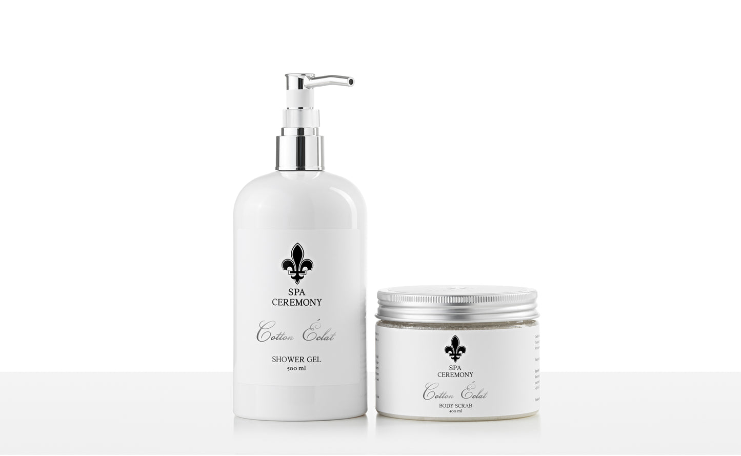 “Cotton Éclat” perfumed set: Body gel and scrub
